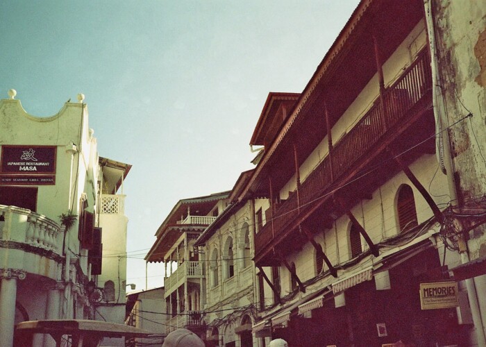 Facade of an old house with a balcony